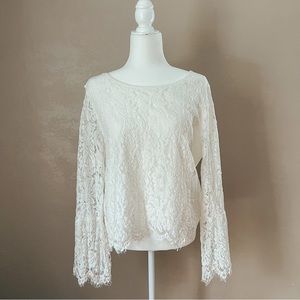 New Directions Lace Bell Sleeve Top
